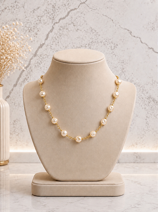 Gargantilha Pérola - Semijóias 18k - MG998