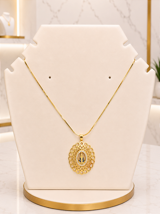 Gargantilha Nossa Senhora Cravejada - Semijoia 18k - MG1015