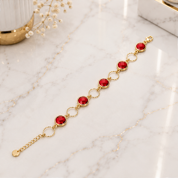 Pulseira Feminina Vermelha - Semijoia 18k - P178