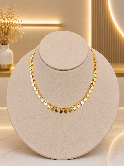 Gargantilha Choker Corações- Semijoia 18K - MG1018