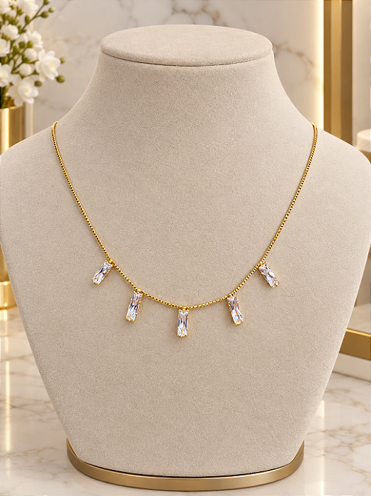 Gargantilha Com Zircônias - Semijoia 18k - MG1028