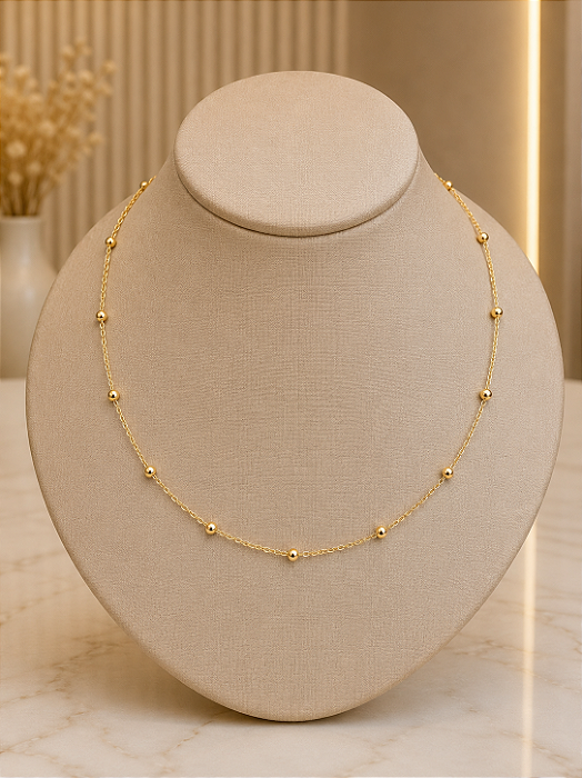 Gargantilha Choker Bolinhas Semijoias 18k - MG1037