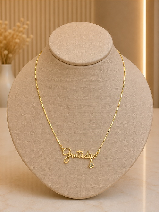 Gargantilha Gratidão Semijoia 18k - MG1053