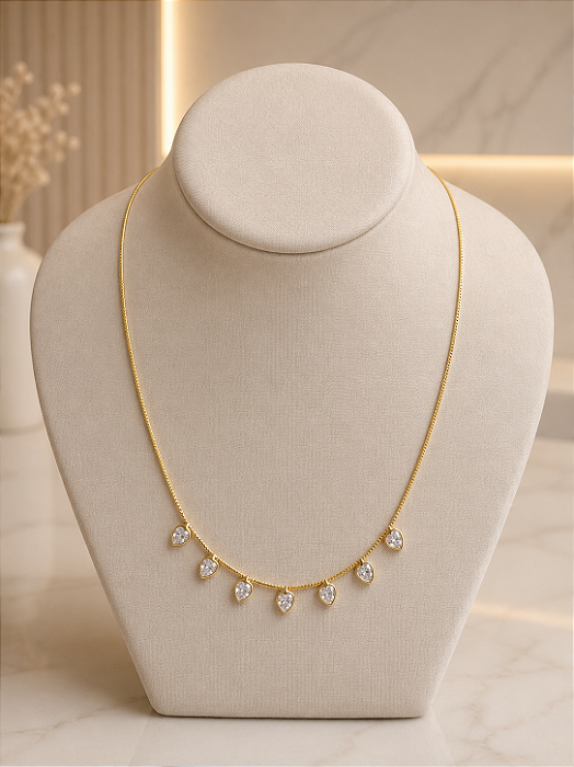 Gargantilhas Com Corações - Semijoia 18k - MG1059