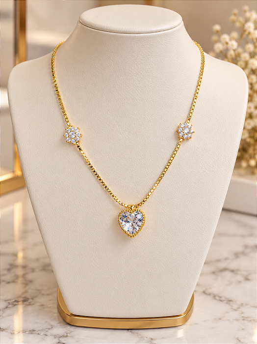 Gargantilha Choker Coração - Semijoia 18k - MG1052