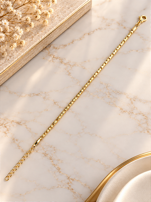 Pulseira Corrente Pipoca Diamond - Semijoia 18K - P198