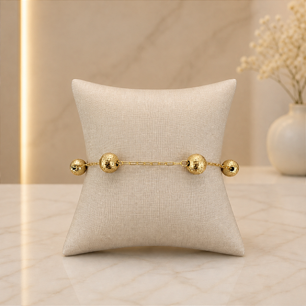Pulseira Com Bolas Trabalhadas - Semijoia 18k - P212