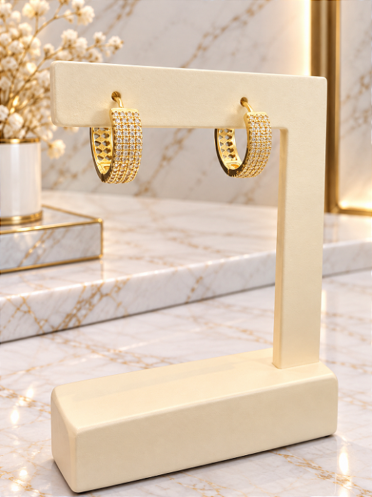 Argola Cravejada Semijoia 18k B847