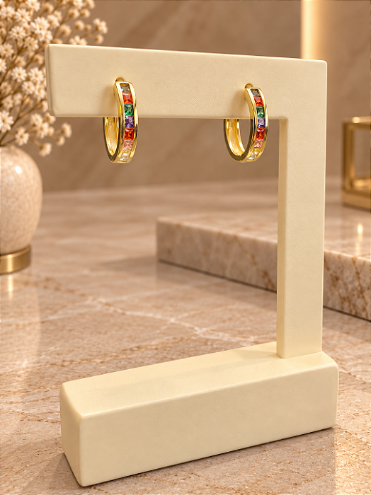 Argola C/ Zircônias Color Semijoia 18k B836