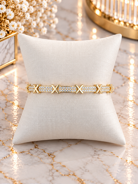 Bracelete Cravejado Semijoia 18k P226