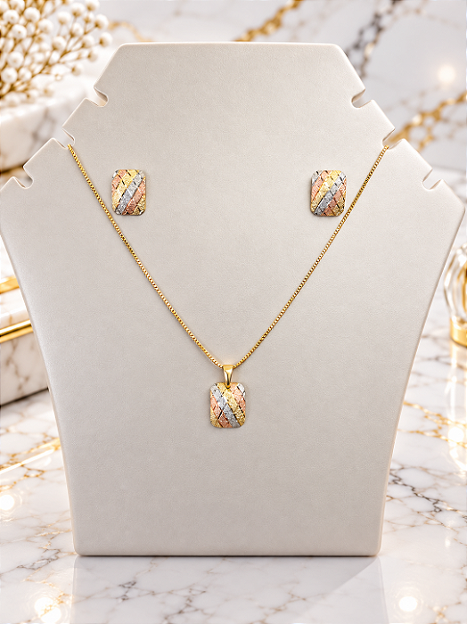 Conjunto Color Quadrado - Semijoia 18k - MCJ201