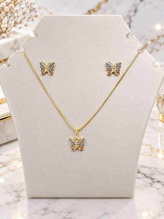 Conjunto Borboleta Color - Semijoia 18k - MCJ202