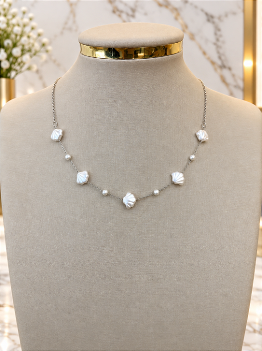 Gargantilha Choker Concha- Aço Inoxidavel- MG963