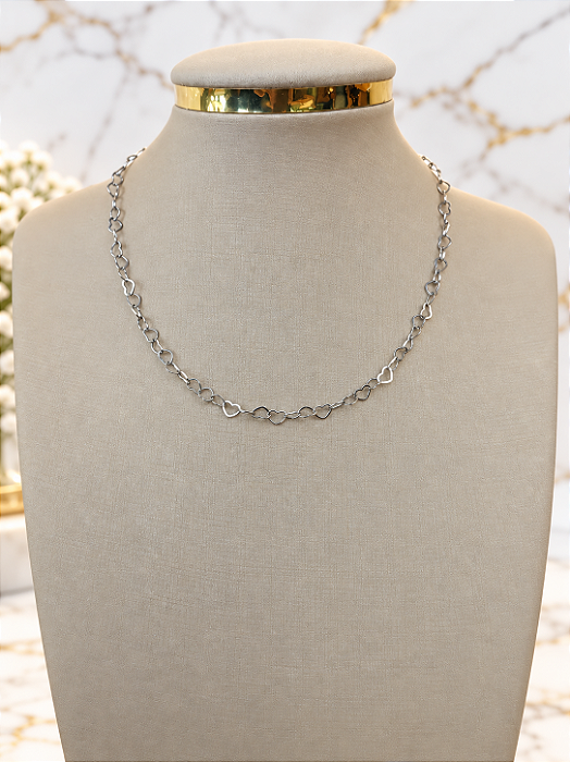Gargantilha Choker Coração Vazado - Aço Inoxidável - MG955