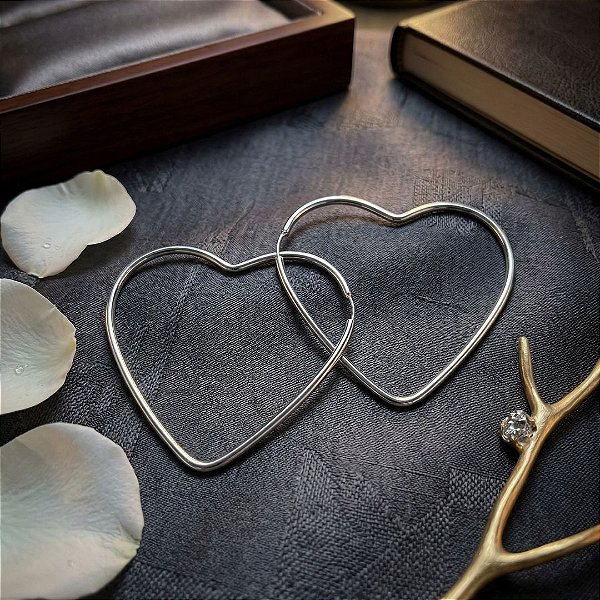 Argola Coração 50mm - Prata 925 -B73-X138