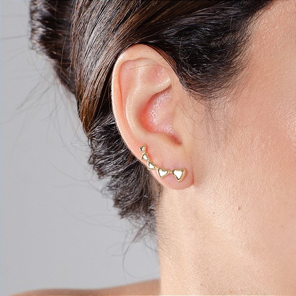 BRINCO EAR CUFF CORAÇÃO - SEMIJOIA - ANTIALÉRGICO