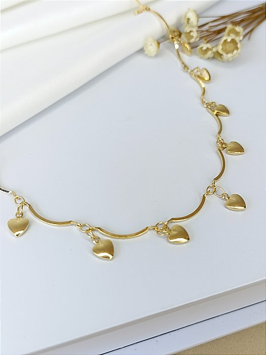Gargantilha Choker Coração - Semijoia 18k - MC07-33198