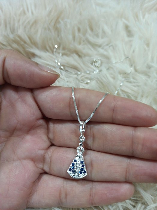 Gargantilha Nossa Senhora Aparecida Cravejada - Prata 925 - MC91-32116