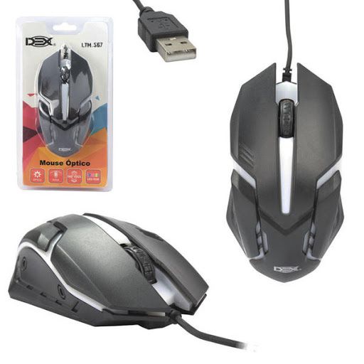 MOUSE GAMER C/ FIO USB PRETO 1600 DPI DEX - LTM-567