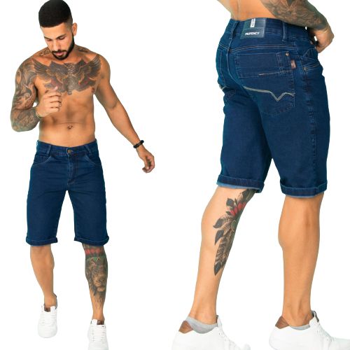 bermuda masculina jeans com elastano