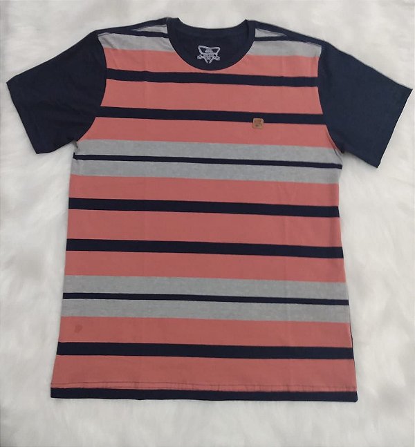 Camisa gola careca listra