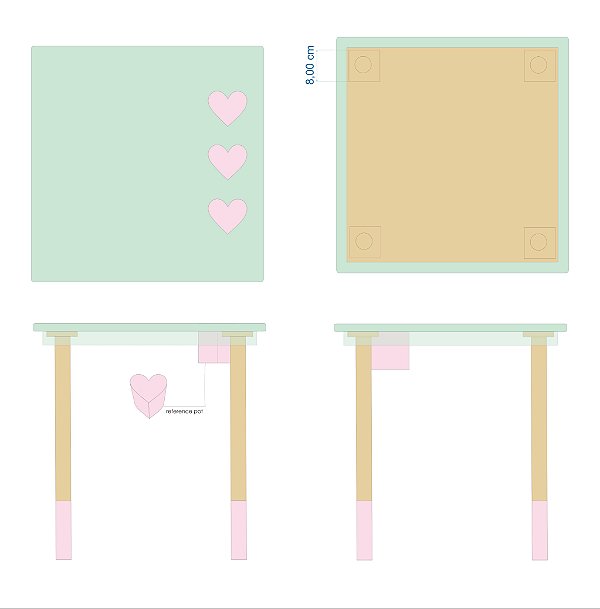 Mesa Quadrada Com Porta Lápis