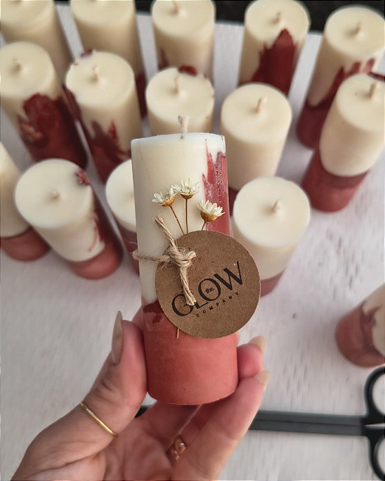 Vela lembrancinha base concreto - 10 und.