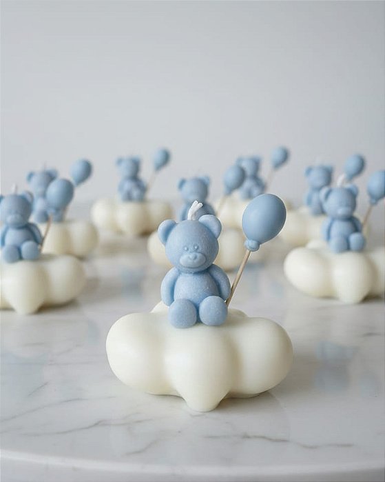 Vela Lembrancinha Nuvem Ursinho Azul