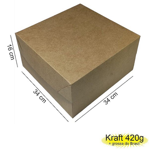 Caixa 34x34x16 0105 Kraft 420g- com tampa Kraft (10 unid)  Cod  - 1199