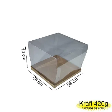 Caixa 08x08x10 1505 Kraft 420g - c/ tampa Cúpula PVC  Cod 7406