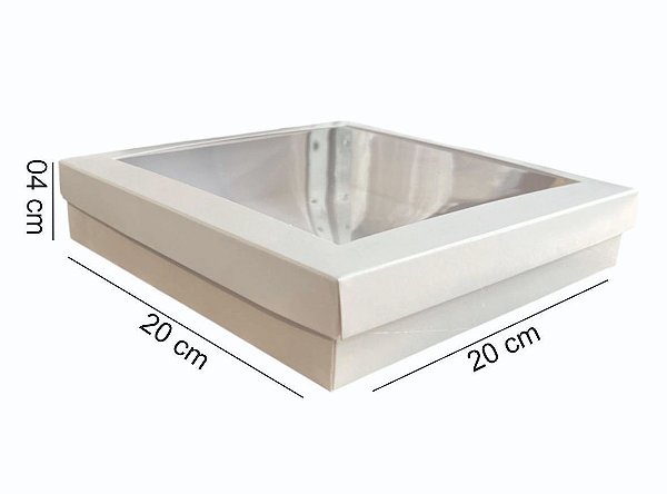 Caixa 20x20x04 0492 Branca Triplex 350g  com visor Cod  - 1459