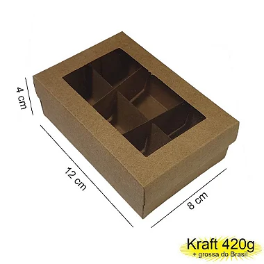 Caixa 12x08x04 2292 Kraft 420g  c/ divisória e tampa Visor Cod  - 1133