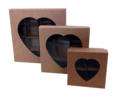 Caixa 12x12x04 2206 Kraft 420g c/ Divisória e Visor Coração  Cod  - 1126