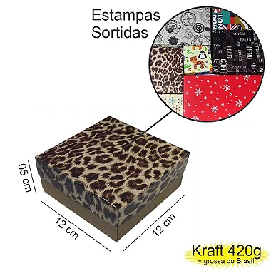 Caixa  12x12x05 1392 Kraft 420g  tampas Estampas  Cod  - 1171