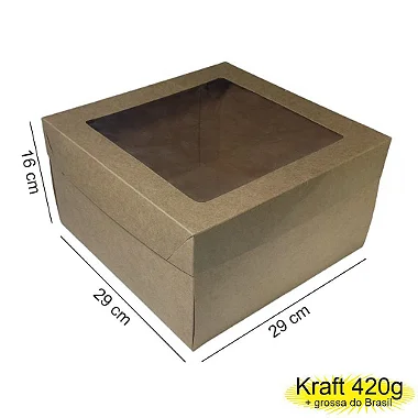 Caixa 29x29x16 0205 Kraft 420g com Tampa Visor - Cod 7337