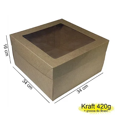 Caixa 34x34x16 0205 Kraft 420g com Tampa Visor  - Cod 7339
