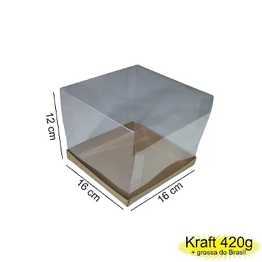 Caixa 16x16x12 1505 Kraft 420g - c/ tampa Cúpula PVC - Cod 1190