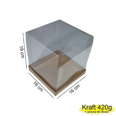 Caixa 16x16x18 1505 Kraft 420g - c/ tampa Cúpula PVC - Cod 1191