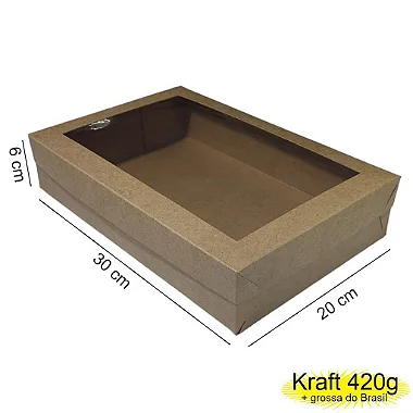 Caixa 30x20x06 0205 Kraft 420g  *dsm com Visor - Cod 1130