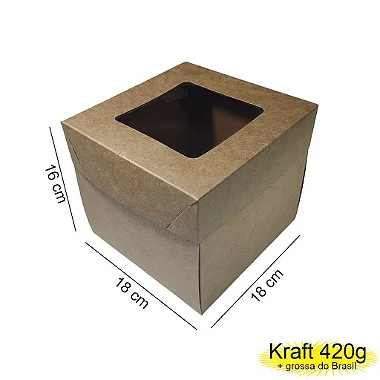 Caixa 18x18x16 0205 Kraft 420g - com Tampa Visor  - Cod 1118