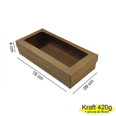 Caixa 19x09x04 0292 Kraft 420g  Tampa Visor acetato - Cod 1147