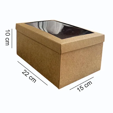 Caixa 22x15x10 0292 Kraft 420g  Tampa Visor acetato - Cod  1334
