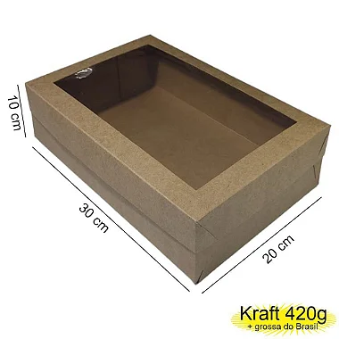 Caixa 30x20x10 0205 Kraft 420g  *dsm com Visor - Cod  1131