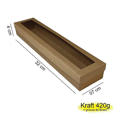 Caixa 32x07x04 0292 Kraft 420g  Tampa Visor acetato - Cod  1151