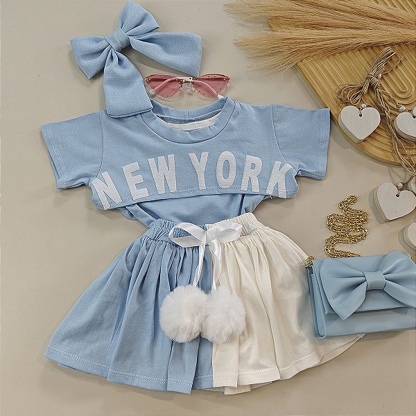 Conjunto New York Azul e Rosa 02 ao 08