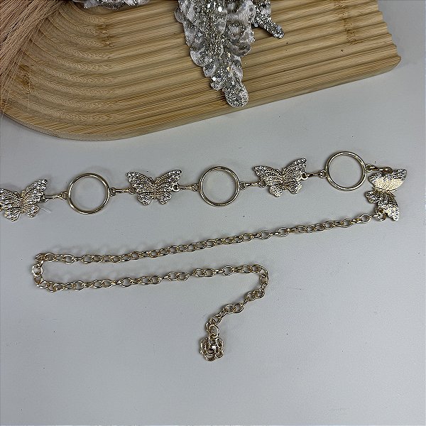 Cinto Borboletas Dourado