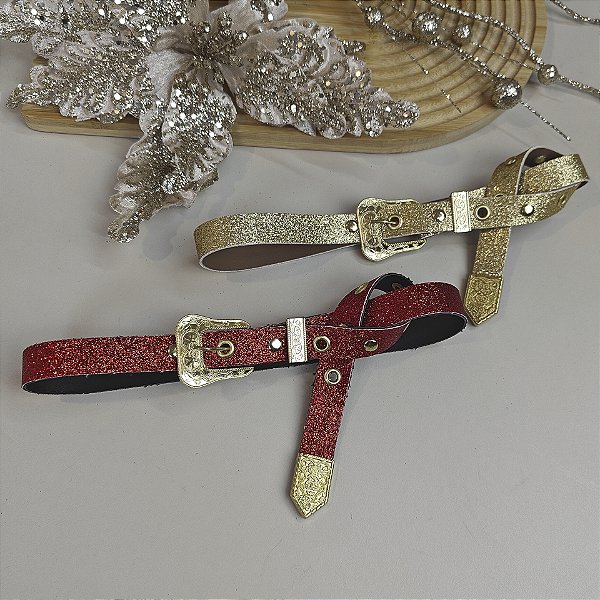 Cinto Infantil Nati de Natal Vermelho e Dourado Menina