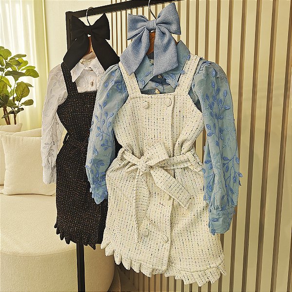 Vestido Infantil Sofia Branco e Preto 02 ao 10