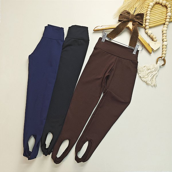 Calça Infantil Pezinho Peluciada Azul, Preta e Marrom Menina 04 ao 12