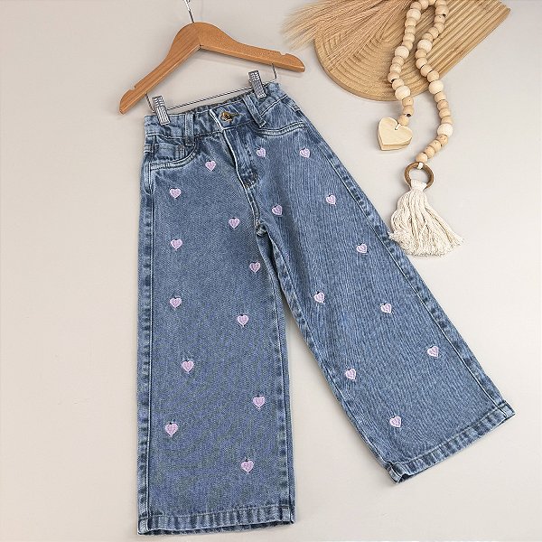 Calça Wide Leg Corações 04 ao 10
